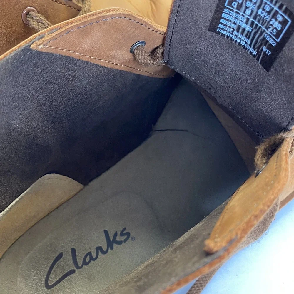 CLARKS Desert Chukka Boot Brown Leather Men's Size‎ 9.5 M,Comfort,Ankle